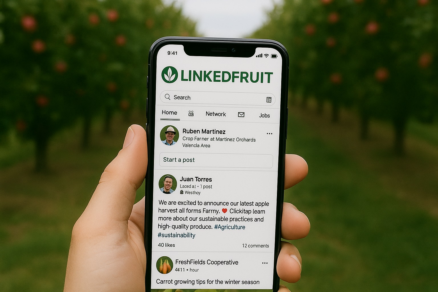 Vista de la plataforma agroalimentaria LinkedFruit